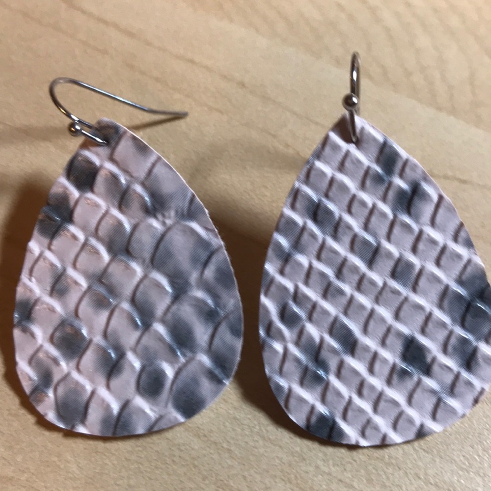 Leather snake print earrings
